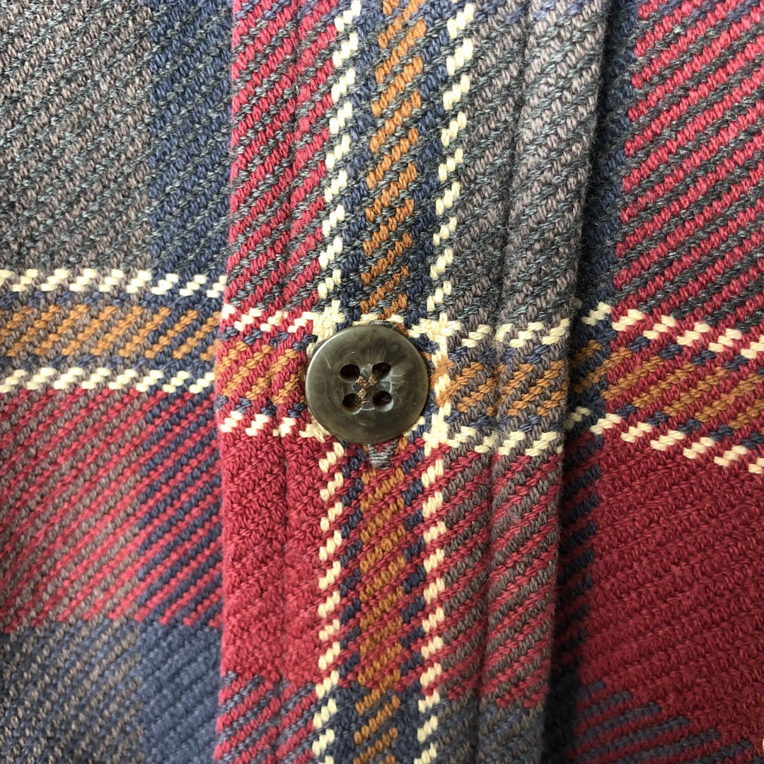 90s-00'S Vintage St. John's Bay Long Sleeve Flannel Check Shirt, Men's Size L cotton wine-red Vintage Second Hand