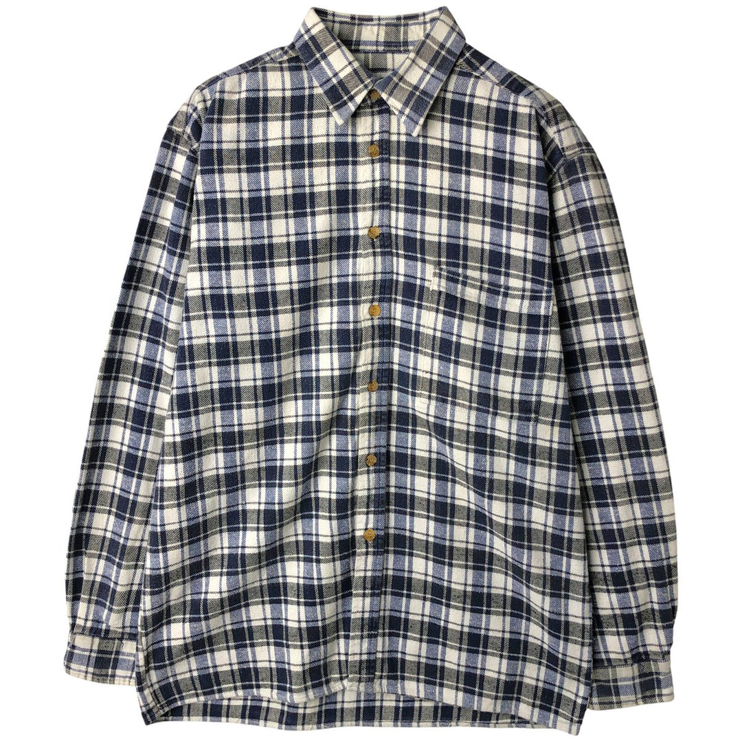 Mc ORVIS Long Sleeve Flannel Check Shirt, Men's Size Medium cotton white type Vintage Second Hand