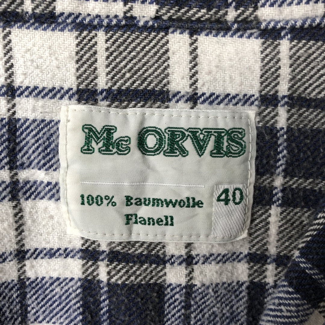 Mc ORVIS Long Sleeve Flannel Check Shirt, Men's Size Medium cotton white type Vintage Second Hand