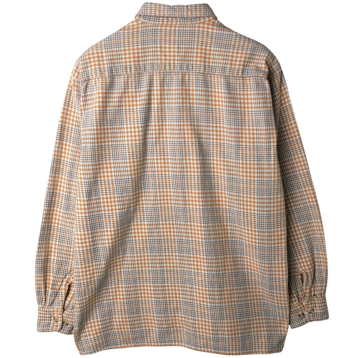 Mc ORVIS Houndstooth Pattern Long Sleeve Button-Down Flannel Check Shirt, Men's Size L cotton yellow type Vintage Second Hand