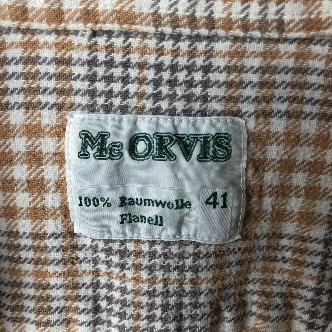 Mc ORVIS Houndstooth Pattern Long Sleeve Button-Down Flannel Check Shirt, Men's Size L cotton yellow type Vintage Second Hand