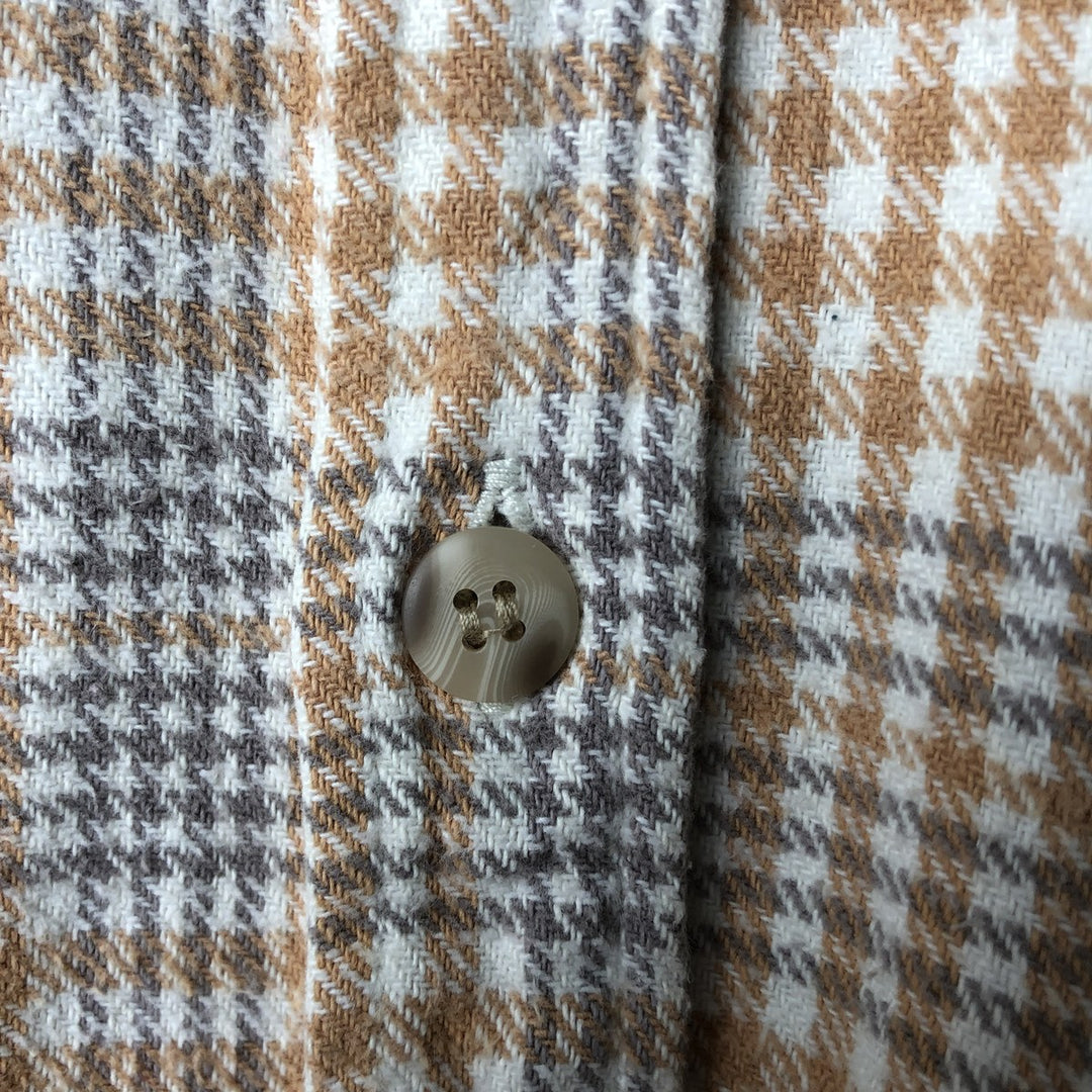Mc ORVIS Houndstooth Pattern Long Sleeve Button-Down Flannel Check Shirt, Men's Size L cotton yellow type Vintage Second Hand