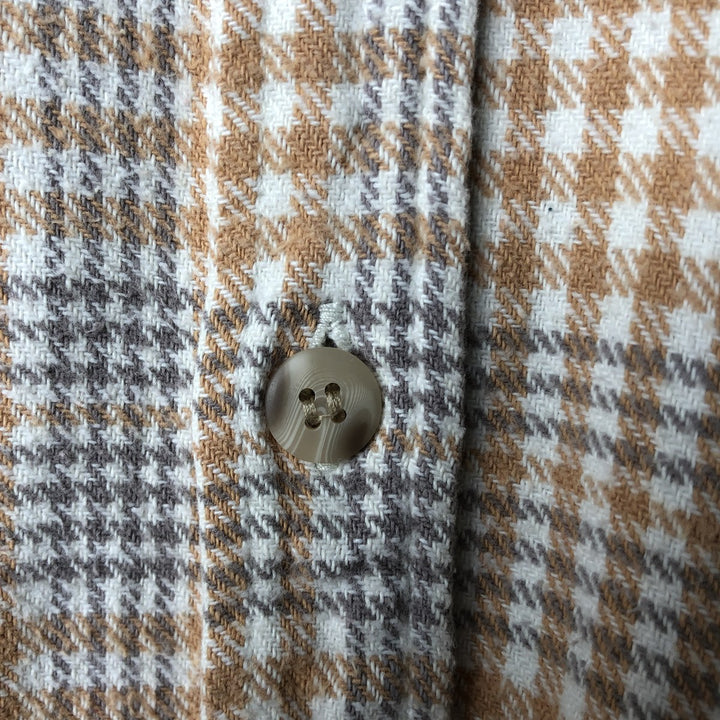 Mc ORVIS Houndstooth Pattern Long Sleeve Button-Down Flannel Check Shirt, Men's Size L cotton yellow type Vintage Second Hand
