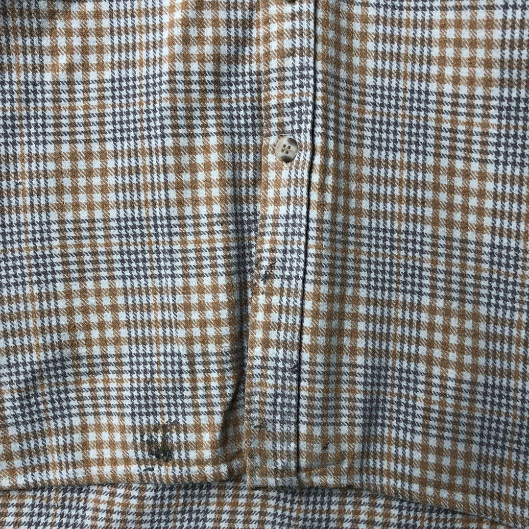 Mc ORVIS Houndstooth Pattern Long Sleeve Button-Down Flannel Check Shirt, Men's Size L cotton yellow type Vintage Second Hand