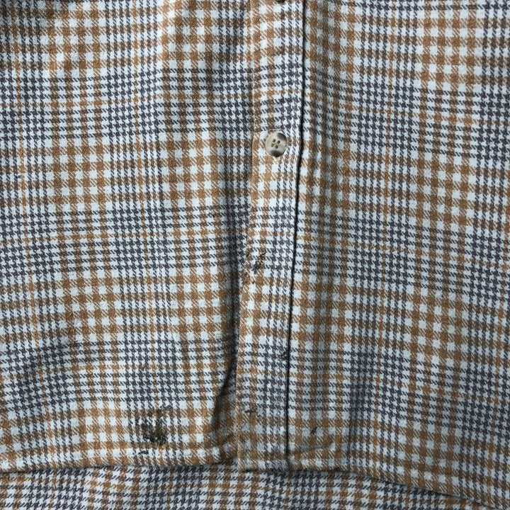 Mc ORVIS Houndstooth Pattern Long Sleeve Button-Down Flannel Check Shirt, Men's Size L cotton yellow type Vintage Second Hand
