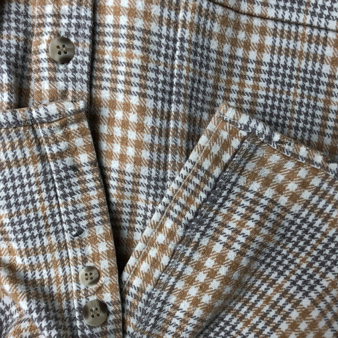 Mc ORVIS Houndstooth Pattern Long Sleeve Button-Down Flannel Check Shirt, Men's Size L cotton yellow type Vintage Second Hand
