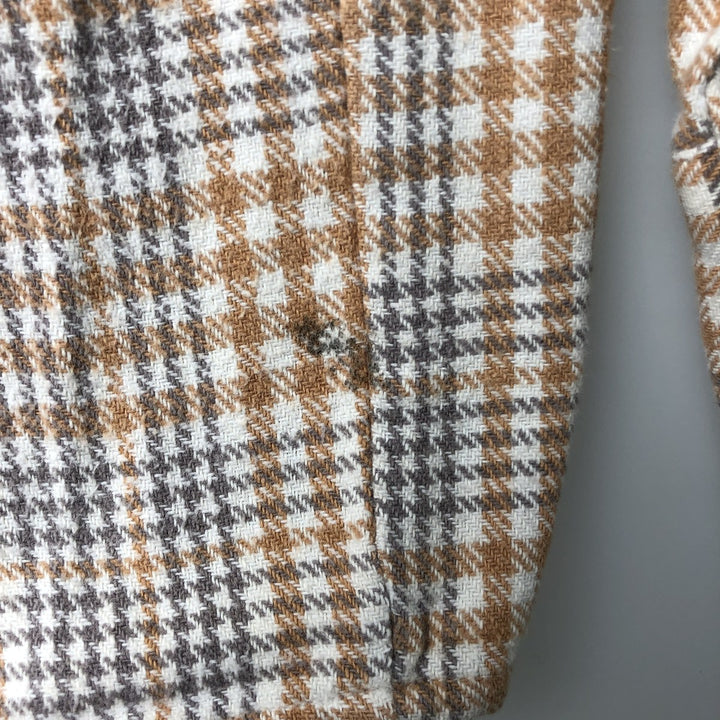 Mc ORVIS Houndstooth Pattern Long Sleeve Button-Down Flannel Check Shirt, Men's Size L cotton yellow type Vintage Second Hand