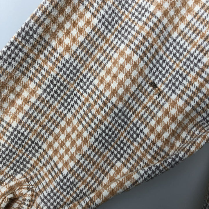 Mc ORVIS Houndstooth Pattern Long Sleeve Button-Down Flannel Check Shirt, Men's Size L cotton yellow type Vintage Second Hand