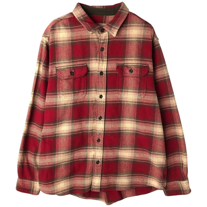 ORVIS Ombre Check Long Sleeve Heavy Flannel Check Shirt, Men's XL cotton red type Vintage Second Hand