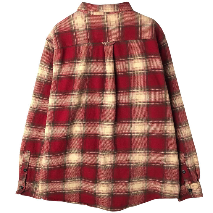 ORVIS Ombre Check Long Sleeve Heavy Flannel Check Shirt, Men's XL cotton red type Vintage Second Hand