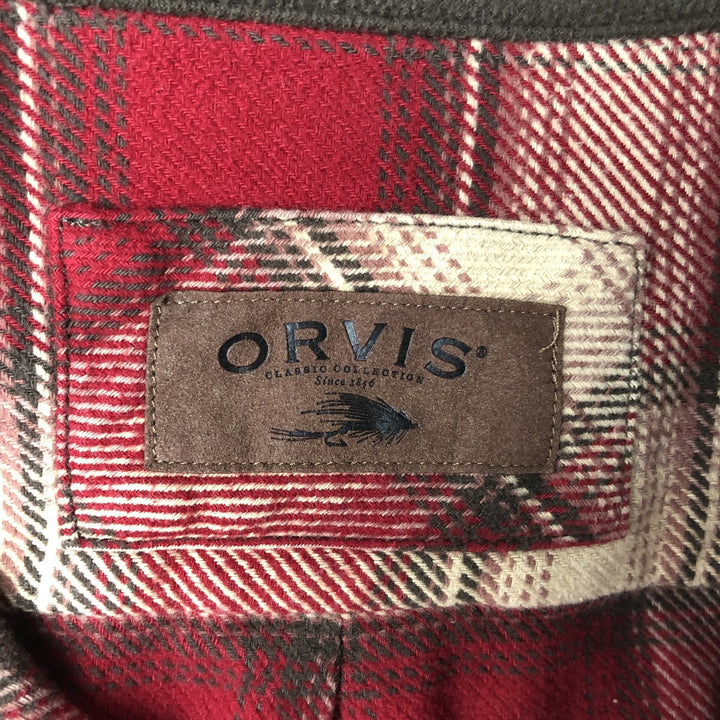 ORVIS Ombre Check Long Sleeve Heavy Flannel Check Shirt, Men's XL cotton red type Vintage Second Hand