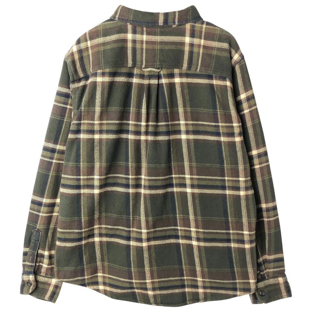 ORVIS Long Sleeve Heavy Flannel Check Shirt, Men's XL cotton Khaki type sage green Vintage Second Hand