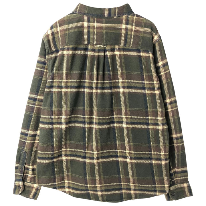 ORVIS Long Sleeve Heavy Flannel Check Shirt, Men's XL cotton Khaki type sage green Vintage Second Hand
