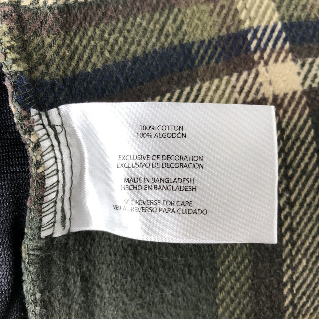ORVIS Long Sleeve Heavy Flannel Check Shirt, Men's XL cotton Khaki type sage green Vintage Second Hand