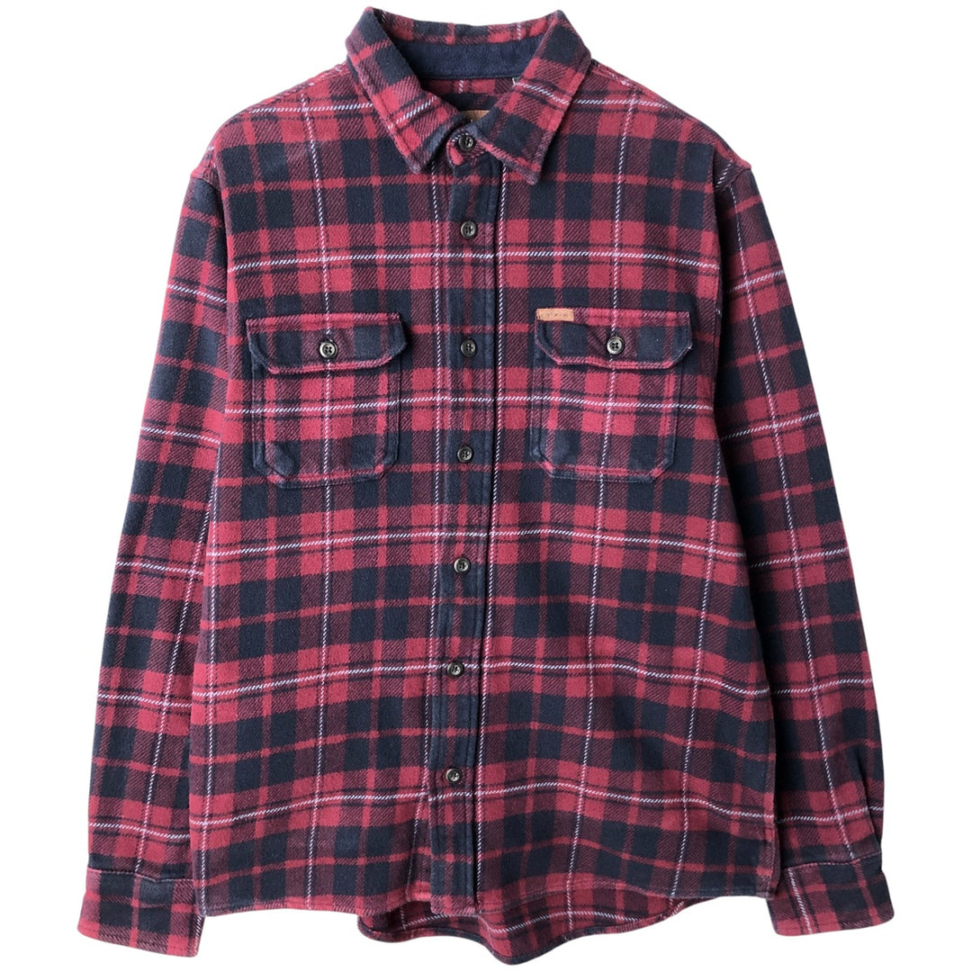 ORVIS Long Sleeve Heavy Flannel Check Shirt, Men's Size M cotton wine-red Vintage Second Hand