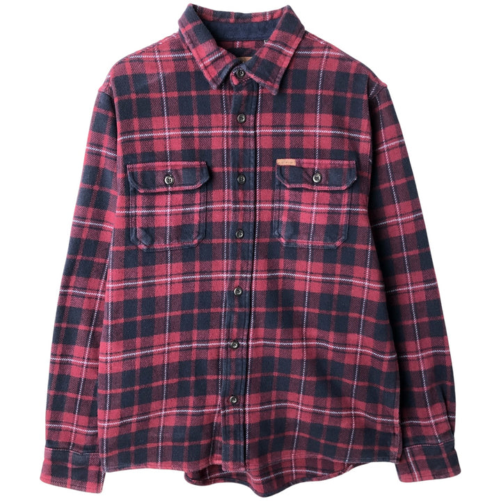 ORVIS Long Sleeve Heavy Flannel Check Shirt, Men's Size M cotton wine-red Vintage Second Hand