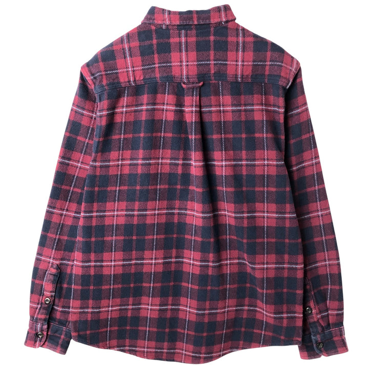 ORVIS Long Sleeve Heavy Flannel Check Shirt, Men's Size M cotton wine-red Vintage Second Hand