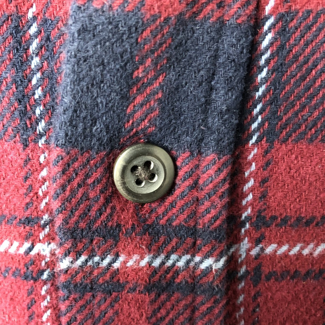 ORVIS Long Sleeve Heavy Flannel Check Shirt, Men's Size M cotton wine-red Vintage Second Hand