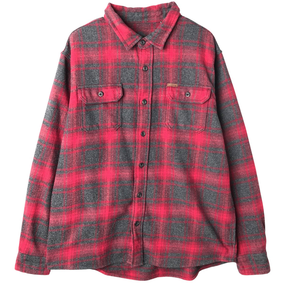 ORVIS Ombre Check Long Sleeve Heavy Flannel Check Shirt, Men's XL cotton red type Vintage Second Hand