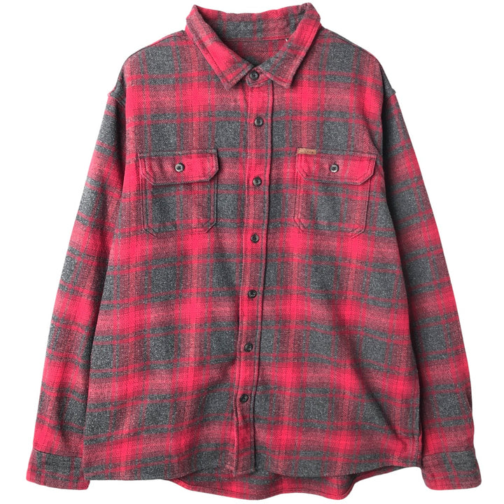 ORVIS Ombre Check Long Sleeve Heavy Flannel Check Shirt, Men's XL cotton red type Vintage Second Hand