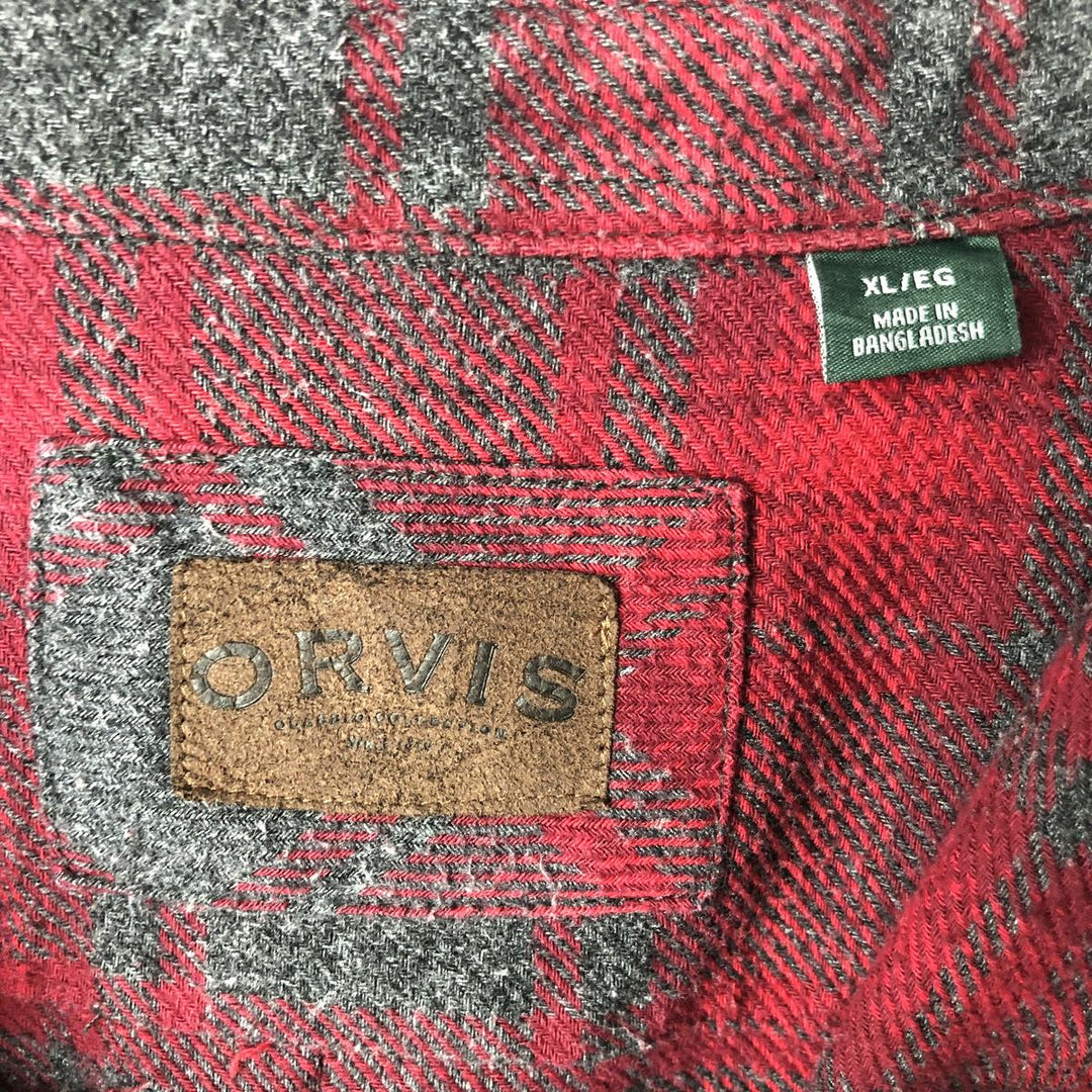 ORVIS Ombre Check Long Sleeve Heavy Flannel Check Shirt, Men's XL cotton red type Vintage Second Hand