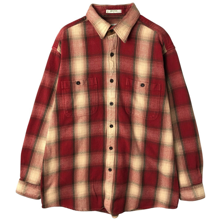 2000'S Orvis Ombre Check Long Sleeve Flannel Check Shirt, Men's Size L cotton red type Vintage Second Hand