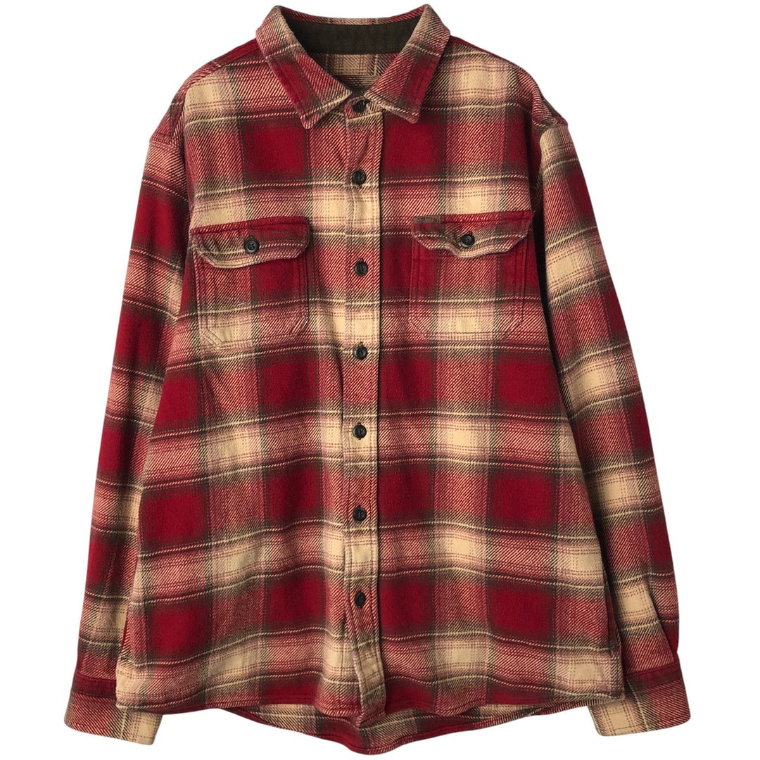 ORVIS Ombre Check Long Sleeve Flannel Check Shirt, Men's Size L cotton red type reddish brown Vintage Second Hand