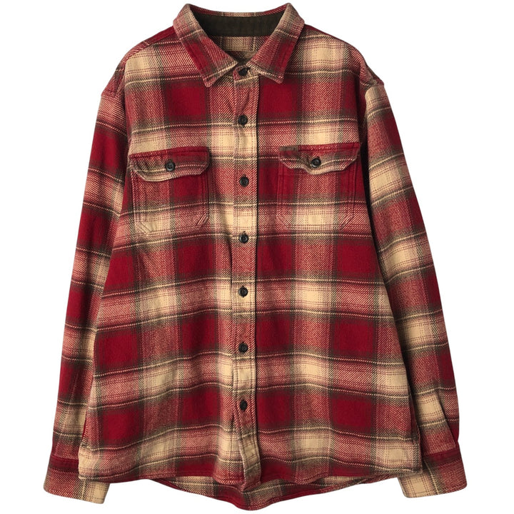 ORVIS Ombre Check Long Sleeve Flannel Check Shirt, Men's Size L cotton red type reddish brown Vintage Second Hand