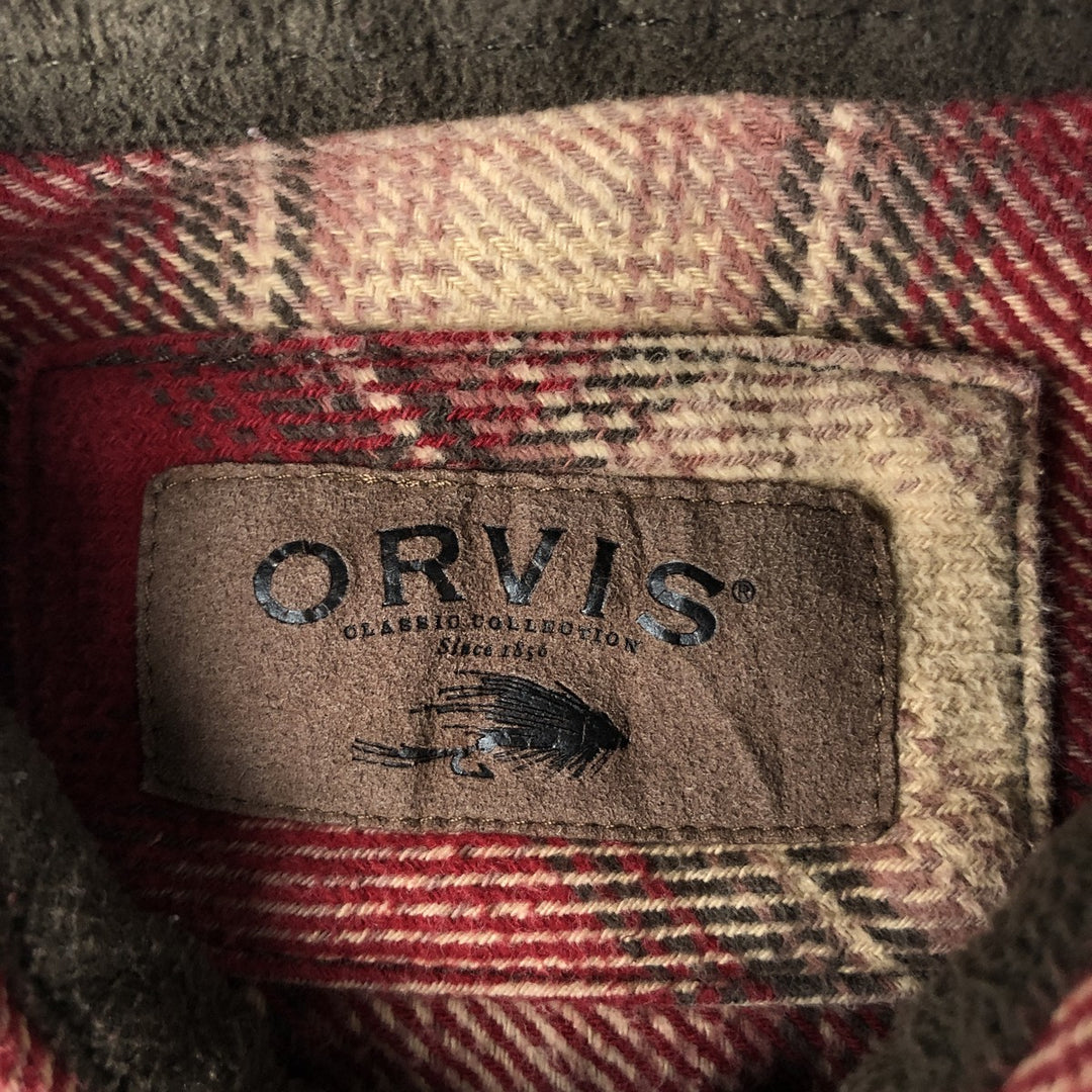 ORVIS Ombre Check Long Sleeve Flannel Check Shirt, Men's Size L cotton red type reddish brown Vintage Second Hand