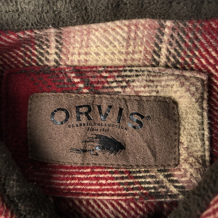 ORVIS Ombre Check Long Sleeve Flannel Check Shirt, Men's Size L cotton red type reddish brown Vintage Second Hand