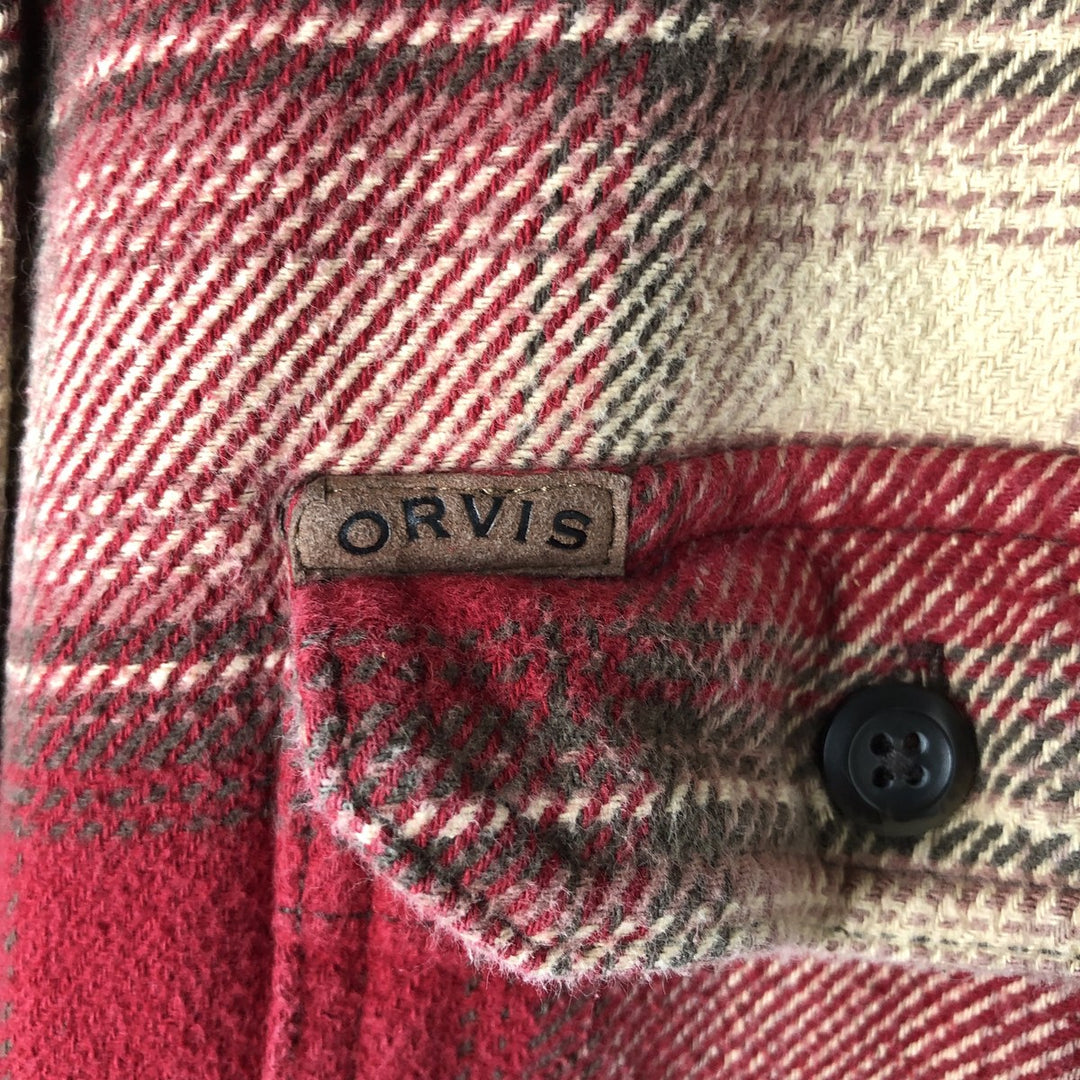 ORVIS Ombre Check Long Sleeve Flannel Check Shirt, Men's Size L cotton red type reddish brown Vintage Second Hand