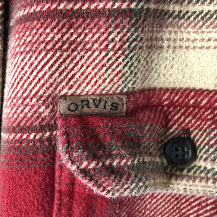ORVIS Ombre Check Long Sleeve Flannel Check Shirt, Men's Size L cotton red type reddish brown Vintage Second Hand