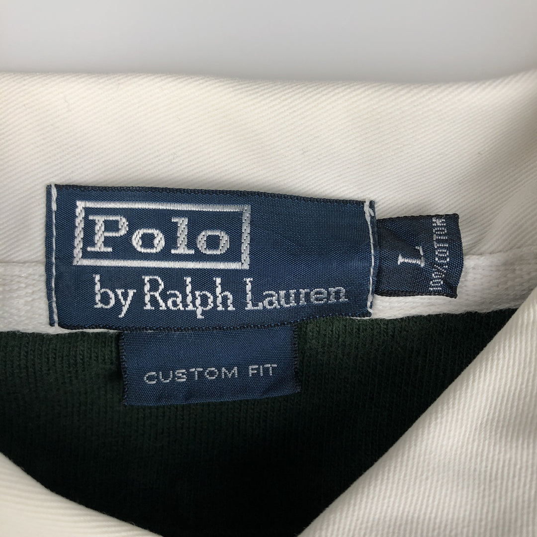 Ralph Lauren POLO by Ralph Lauren CUSTOM FIT long sleeve rugby shirt, men's XL size cotton Green type dark green Vintage Second Hand