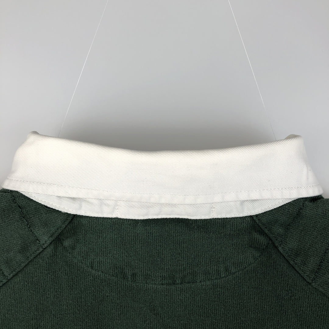 Ralph Lauren POLO by Ralph Lauren CUSTOM FIT long sleeve rugby shirt, men's XL size cotton Green type dark green Vintage Second Hand