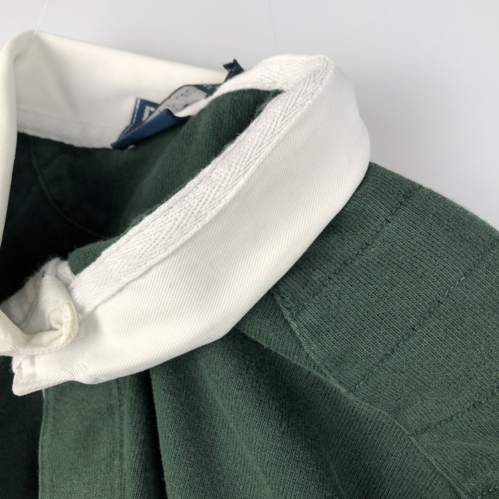 Ralph Lauren POLO by Ralph Lauren CUSTOM FIT long sleeve rugby shirt, men's XL size cotton Green type dark green Vintage Second Hand