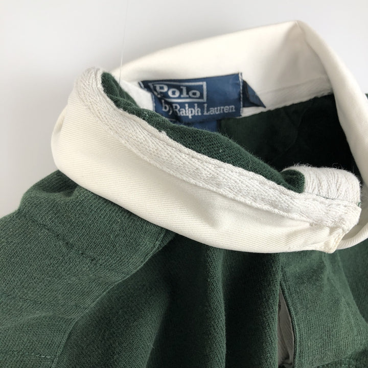 Ralph Lauren POLO by Ralph Lauren CUSTOM FIT long sleeve rugby shirt, men's XL size cotton Green type dark green Vintage Second Hand