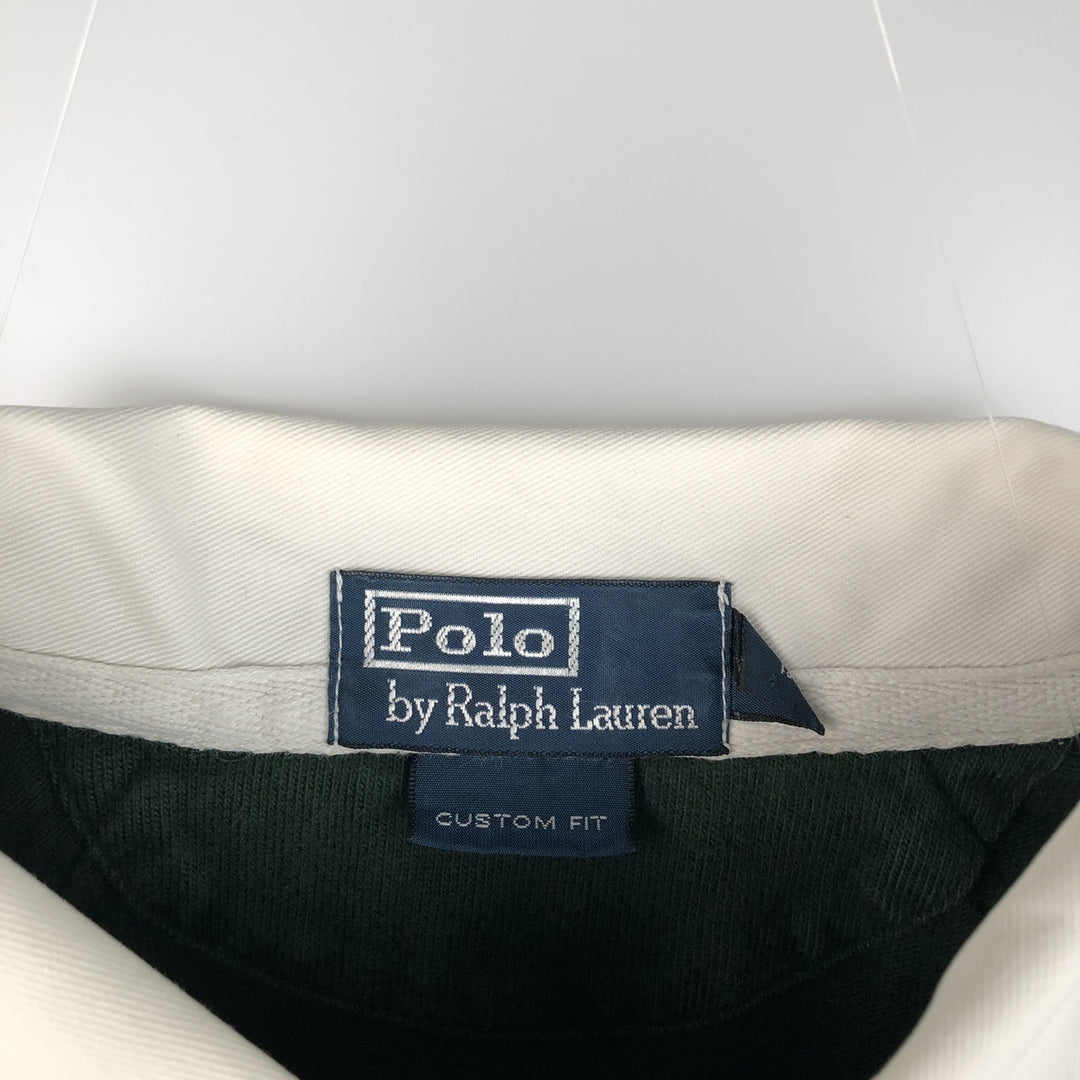 Ralph Lauren POLO by Ralph Lauren CUSTOM FIT long sleeve rugby shirt, men's XL size cotton Green type dark green Vintage Second Hand