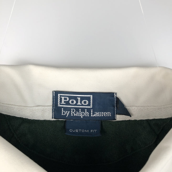 Ralph Lauren POLO by Ralph Lauren CUSTOM FIT long sleeve rugby shirt, men's XL size cotton Green type dark green Vintage Second Hand