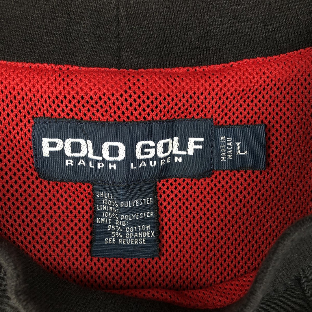 Vintage 90'S Ralph Lauren POLO GOLF warm-up pullover, size L, men's polyester black type Vintage Second Hand