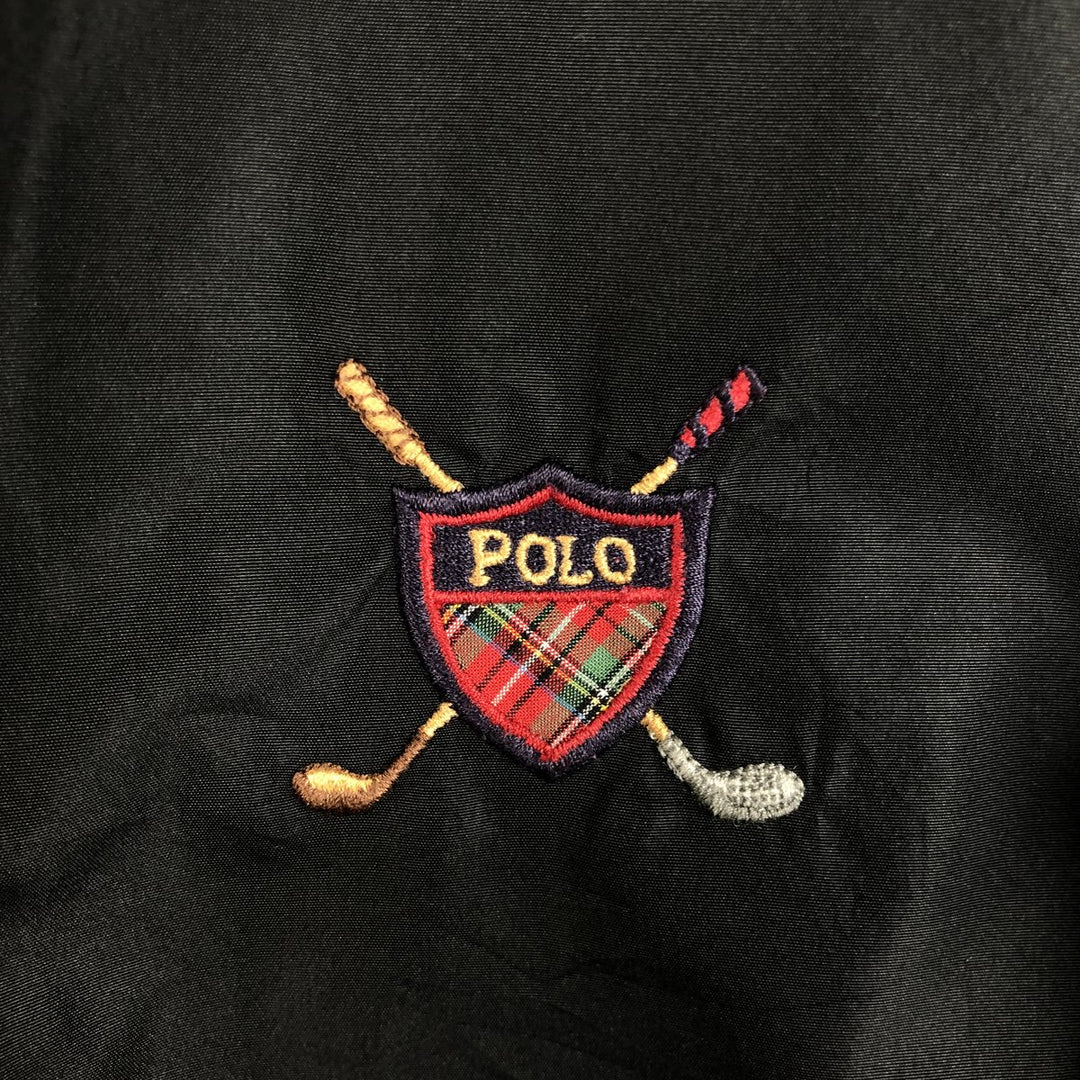Vintage 90'S Ralph Lauren POLO GOLF warm-up pullover, size L, men's polyester black type Vintage Second Hand