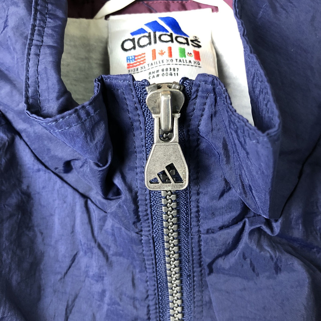 90'S Adidas Nylon Jacket, Men's XL Size, Vintage Nylon navy blue type Vintage Second Hand