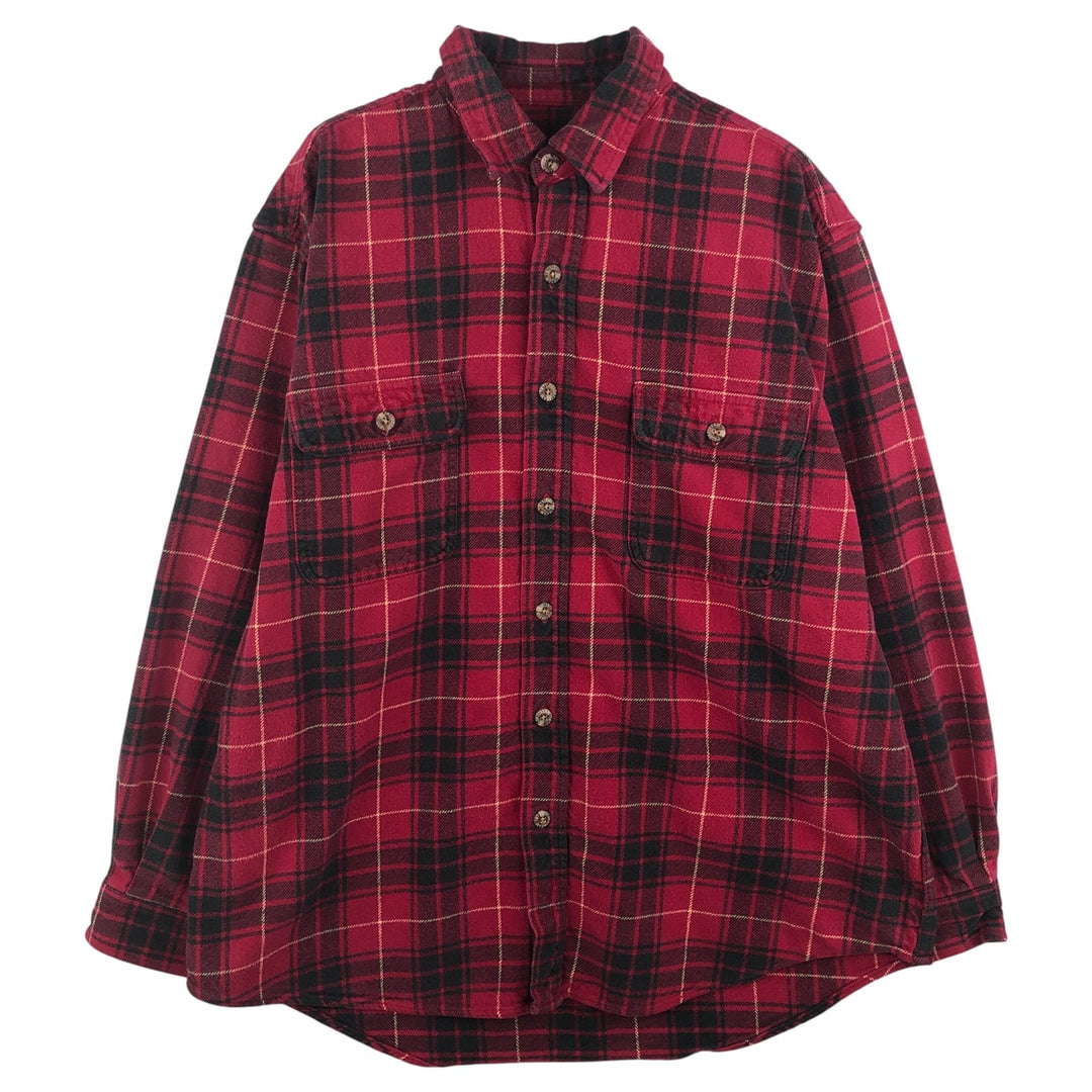 FIELD and STREAM Long Sleeve Heavy Flannel Check Shirt, Men's Size L cotton red type Vintage Second Hand