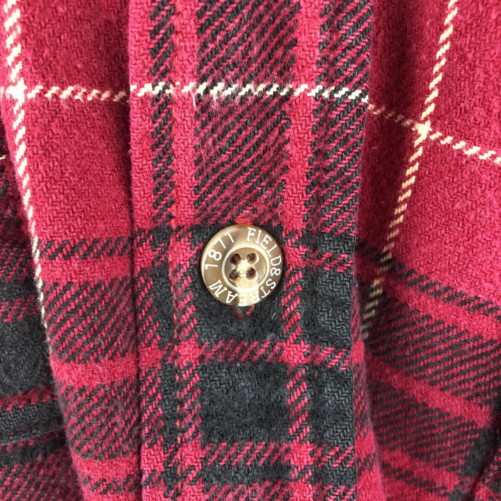 FIELD and STREAM Long Sleeve Heavy Flannel Check Shirt, Men's Size L cotton red type Vintage Second Hand