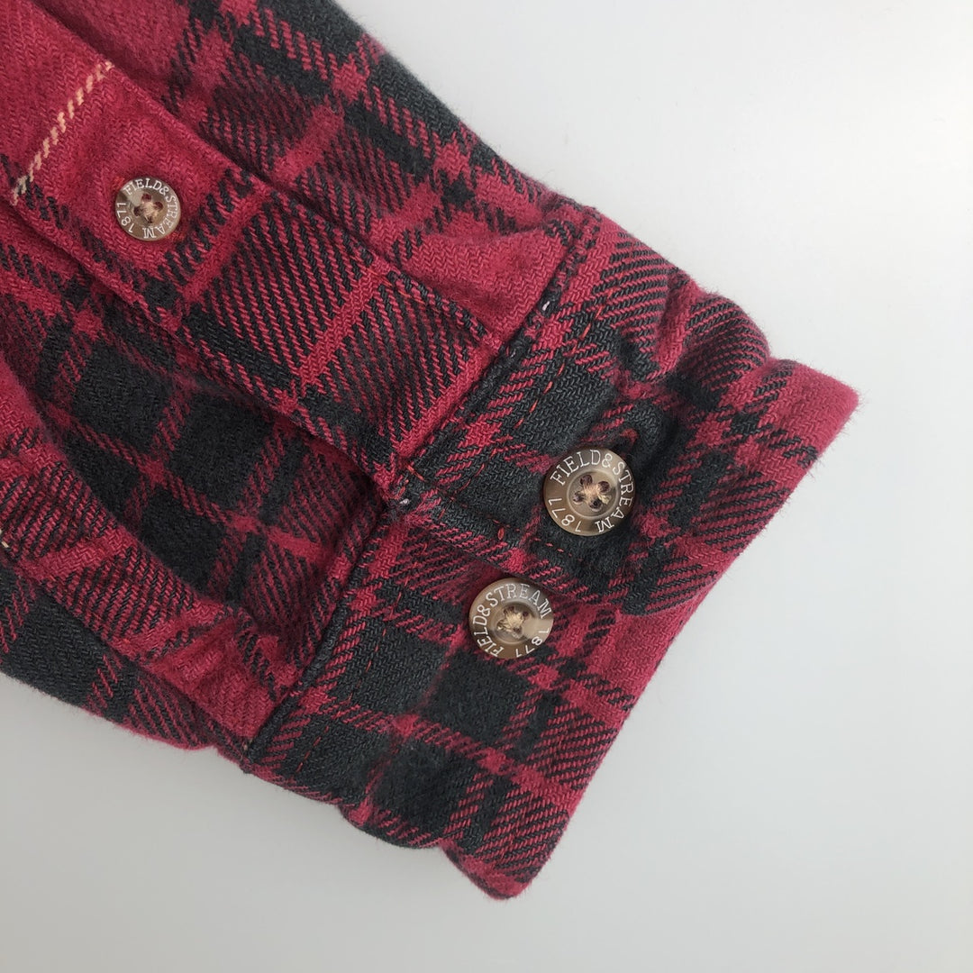 FIELD and STREAM Long Sleeve Heavy Flannel Check Shirt, Men's Size L cotton red type Vintage Second Hand