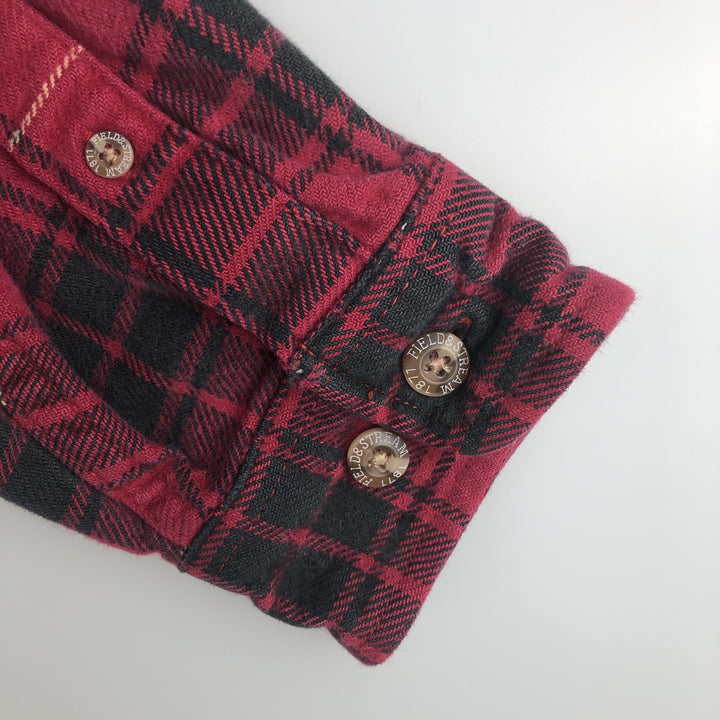 FIELD and STREAM Long Sleeve Heavy Flannel Check Shirt, Men's Size L cotton red type Vintage Second Hand