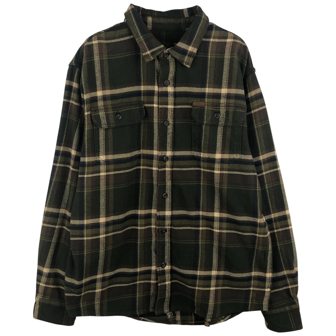 ORVIS Long Sleeve Heavy Flannel Check Shirt, Men's Size L cotton Green type dark green Vintage Second Hand