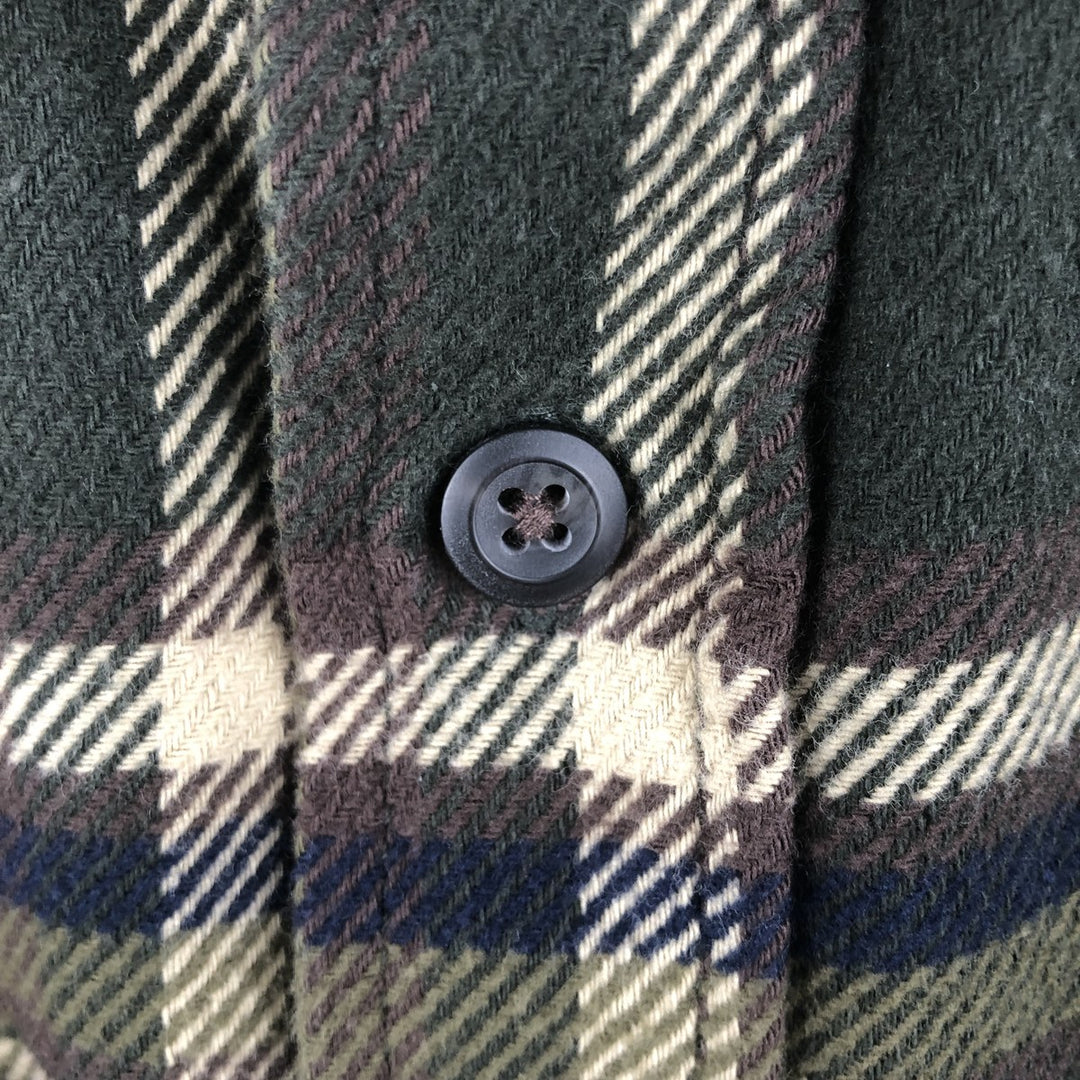 ORVIS Long Sleeve Heavy Flannel Check Shirt, Men's Size L cotton Green type dark green Vintage Second Hand