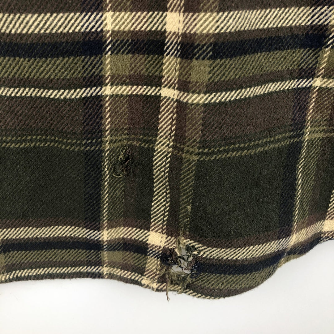 ORVIS Long Sleeve Heavy Flannel Check Shirt, Men's Size L cotton Green type dark green Vintage Second Hand