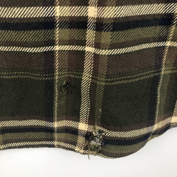 ORVIS Long Sleeve Heavy Flannel Check Shirt, Men's Size L cotton Green type dark green Vintage Second Hand