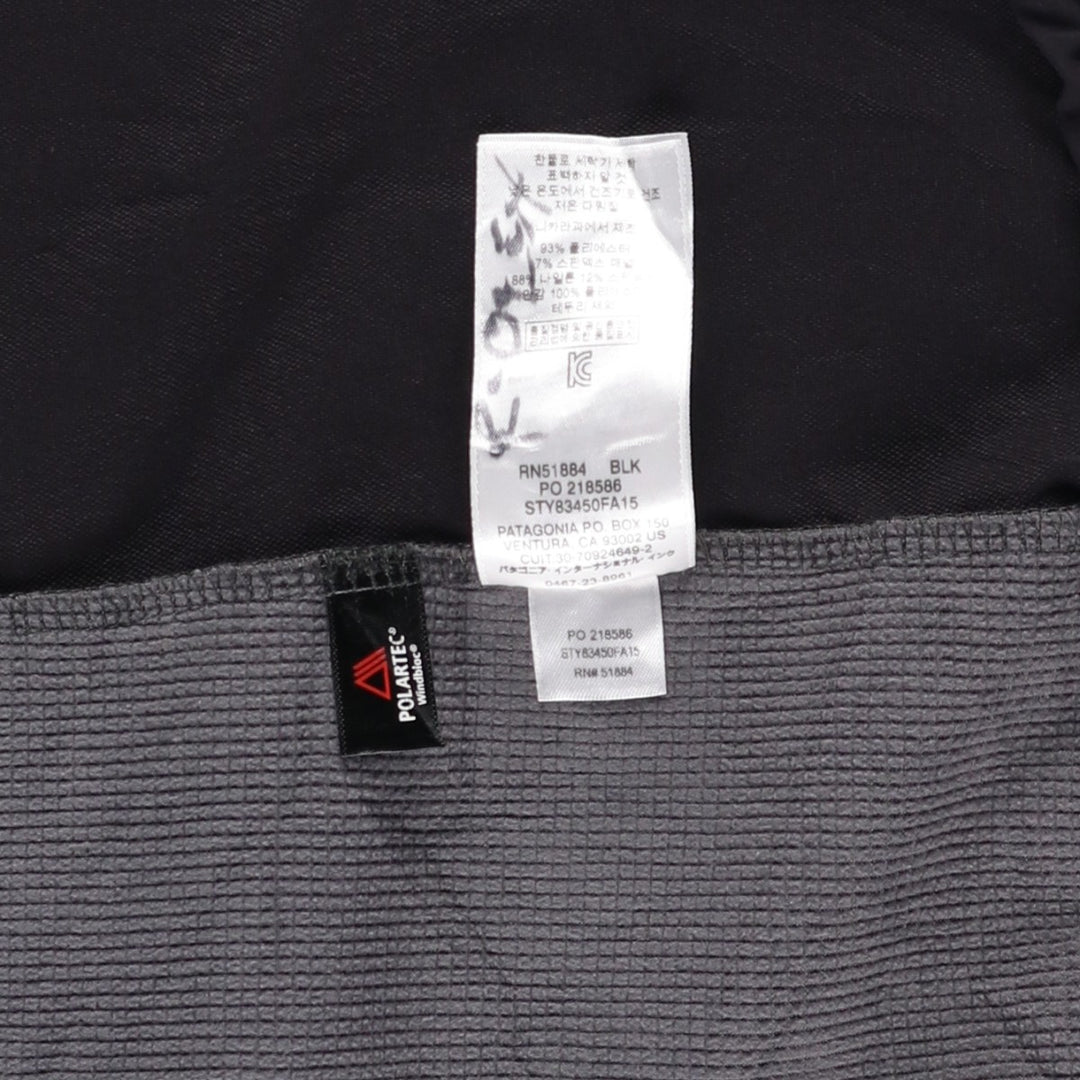 Patagonia Azhybrid Jacket 83450FA15 Softshell Jacket, Men's Medium polyester black type Vintage Second Hand